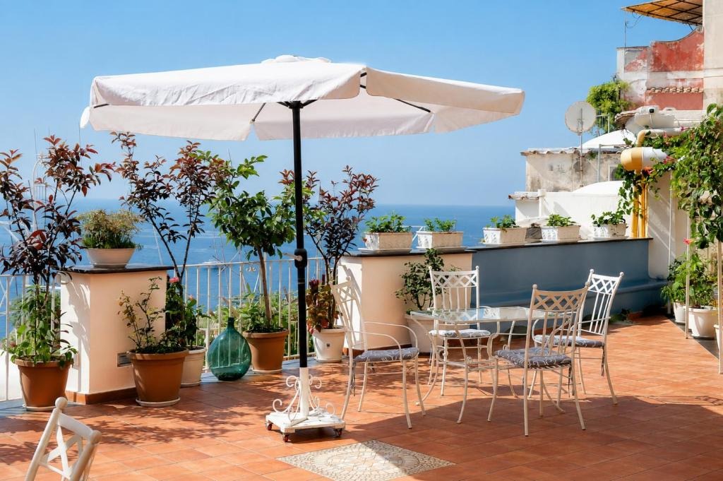 Sunny terrace garden overlooking the Mediterranean