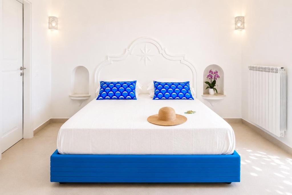 Sun hat resting on crisp white linen